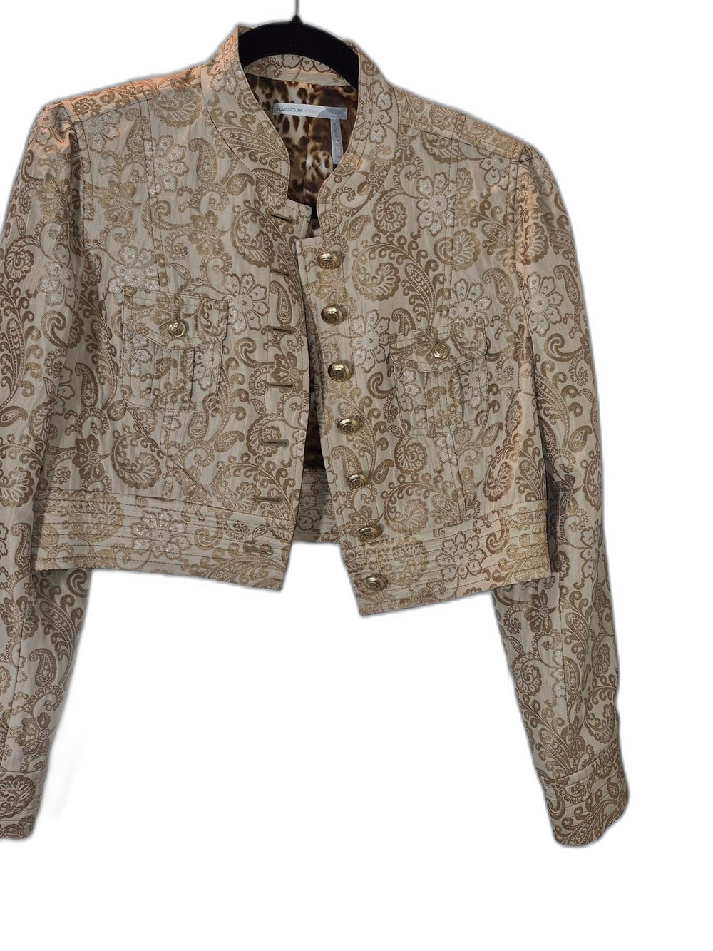 Classiques Entier Beige Paisley Cropped Military-Style Blazer - LP